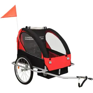 Comparateur de prix : vidaXL Remorque de vélo et poussette 2-en-1 noir et rouge