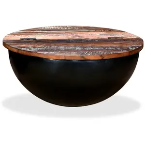 Comparateur de prix : vidaXL Table basse Bois de récupération massif Noir Forme de bol