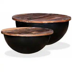 Comparateur de prix : vidaXL Table basse 2 pcs Bois de récupération massif Noir Forme de bol