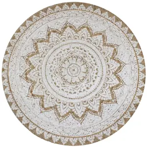 Comparateur de prix : vidaXL Tapis de sol Jute tressée imprimée 150 cm Rond