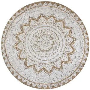 Comparateur de prix : vidaXL Tapis Jute tressé imprimé 90 cm rond