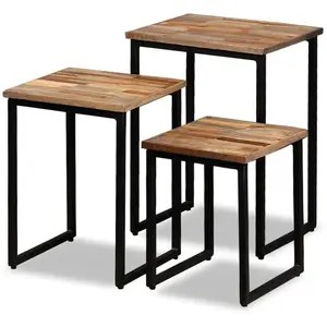 vidaXL Table basse gigogne 3 pcs Teck massif de récupération pas cher