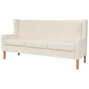 vidaXL Canapé à 3 places Tissu Blanc crème
