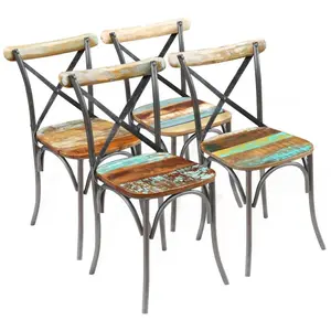 vidaXL Chaises à manger lot de 4 bois de récupération solide pas cher