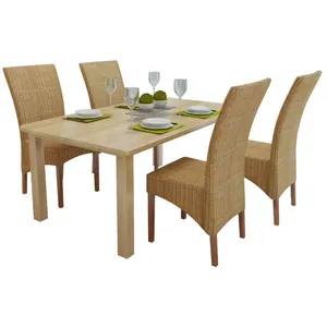 vidaXL Chaises de salle à manger 4 pcs Marron Rotin naturel pas cher