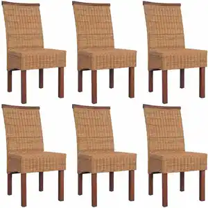vidaXL Chaises de salle à manger 6 pcs Marron Rotin naturel pas cher