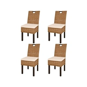 Comparateur de prix : vidaXL Chaises à manger lot de 4 rotin Kubu bois de manguier