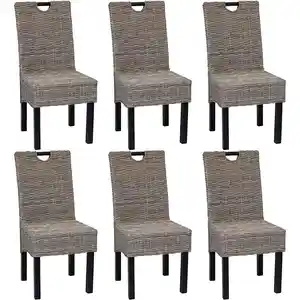 vidaXL Chaises de salle à manger 6 pcs Rotin Kubu Bois de manguier pas cher