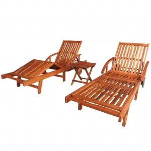 Comparateur de prix : vidaXL Vidaxl Chaises Longues Lot De 2 Avec Table Bois D'acacia Solide