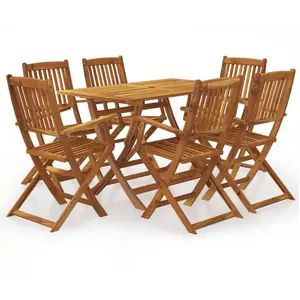 vidaXL Ensemble à manger d'extérieur pliable 7pcs Bois d'acacia solide pas cher