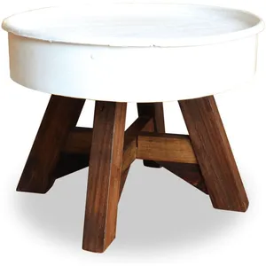 Comparateur de prix : vidaXL Table basse Bois de récupération massif 60 x 45 cm Blanc