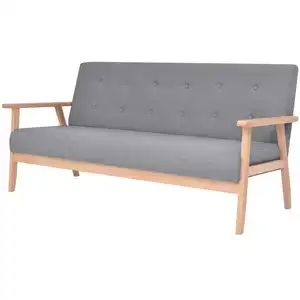 vidaXL Canapé à 3 places Tissu Gris clair pas cher