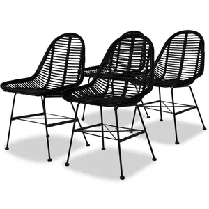 Comparateur de prix : vidaXL Chaises à manger lot de 4 noir rotin naturel