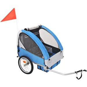 Comparateur de prix : vidaXL Remorque de vélo gris et bleu 30 kg