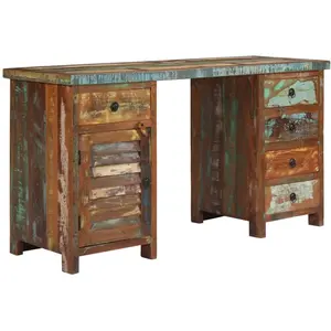 Comparateur de prix : vidaXL Bureau sur pieds Bois de récupération massif 140 x 50 x 77 cm