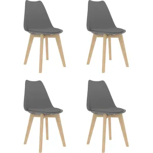 vidaXL Chaises à manger lot de 4 Gris Plastique pas cher