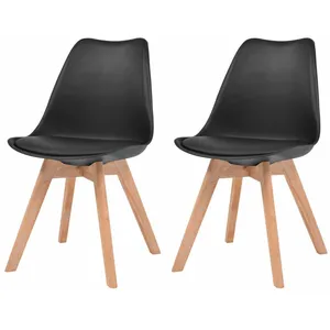vidaXL Chaises à manger lot de 2 Noir Plastique pas cher