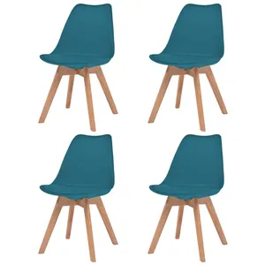 vidaXL Chaises à manger lot de 4 Turquoise Plastique pas cher