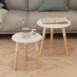 vidaXL Ensemble de tables d'appoint 2 pcs Bois de pin massif Blanc pas cher