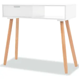 Comparateur de prix : vidaXL Table console Bois de pin massif 80 x 30 x 72 cm Blanc