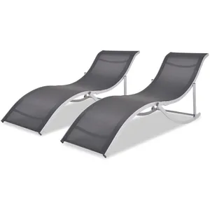 vidaXL Chaises longues pliantes 2 pcs Aluminium et Textilène pas cher