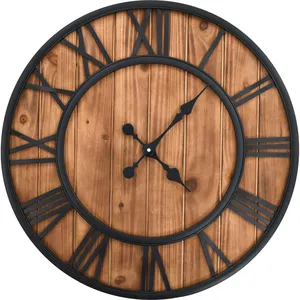 Comparateur de prix : vidaXL Horloge murale vintage à quartz Bois et métal 60 cm XXL