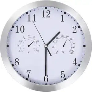 Comparateur de prix : vidaXL Horloge murale à quartz Hygromètre et thermomètre 30 cm Blanc