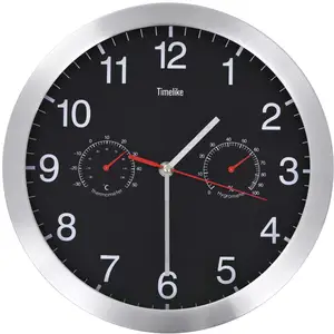 Comparateur de prix : vidaXL Horloge murale à quartz Hygromètre et thermomètre 30 cm Noir