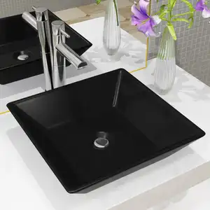 Comparateur de prix : vidaXL Lavabo Céramique carré Noir 41,5 x 41,5 x 12 cm