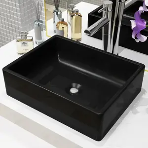 Comparateur de prix : vidaXL Lavabo Céramique Rectangulaire Noir 41 x 30 x 12 cm