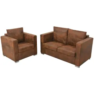 Comparateur de prix : vidaXL Ensemble de canapés 2 pcs Cuir daim synthétique