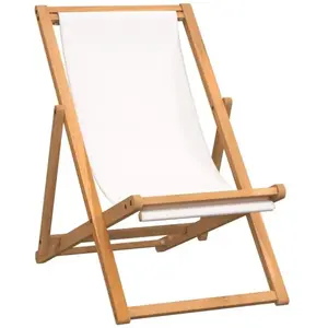 vidaXL Chaise de terrasse Teck 56x105x96 cm Couleur crème pas cher