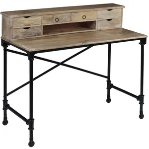 Comparateur de prix : vidaXL Bureau Bois de manguier massif et acier 110 x 50 x 96 cm