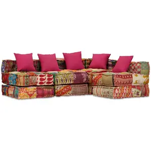 Comparateur de prix : vidaXL Pouf modulaire à 4 places Patchwork Tissu
