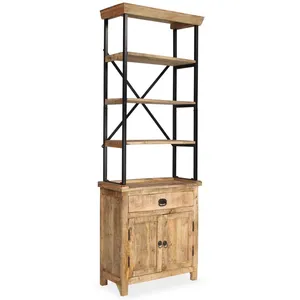 vidaXL Buffet avec étagères en bois de manguier massif 65x30x180 cm