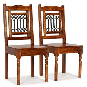 vidaXL Chaises à manger lot de 2 Bois finition couleur miel classique pas cher