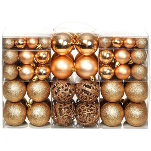 vidaXL Ensemble de boules de Noël 100 pcs 3/4/6 cm Rose/Doré
