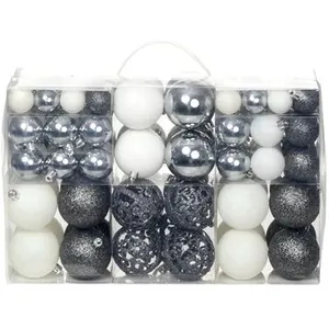 Comparateur de prix : vidaXL Ensemble de boules de Noël 100 pcs 3/4/6 cm Blanc/Gris