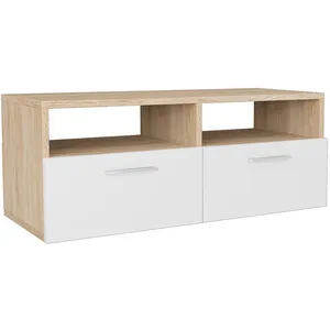 Comparateur de prix : vidaXL Meuble TV Aggloméré 95 x 35 x 36 cm Chêne et blanc