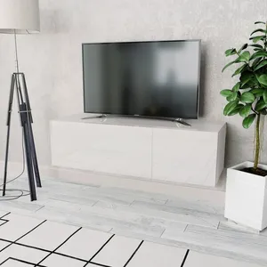 Vidaxl - Meuble tv bois d'ingénierie 120x40x34 cm blanc brillant Blanc pas cher