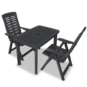 vidaXL Mobilier de bistro 3 pcs Plastique Anthracite pas cher