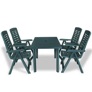vidaXL Mobilier à dîner d'extérieur 5 pcs Plastique Vert pas cher