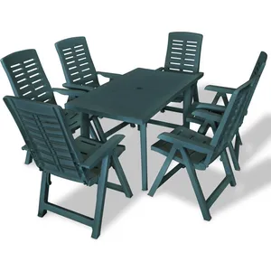 vidaXL Mobilier à dîner d'extérieur 7 pcs Plastique Vert pas cher