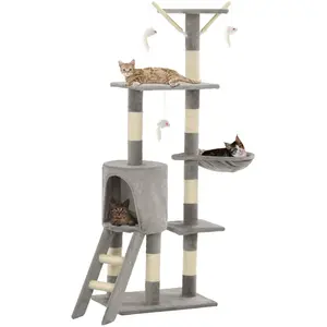 Comparateur de prix : vidaXL Arbre à chat avec griffoirs en sisal 138 cm Gris