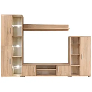 Comparateur de prix : vidaXL Unité murale TV avec lumières LED Chêne sonoma