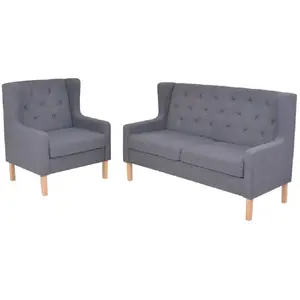 vidaXL Ensemble de canapés 2 pcs Tissu Gris pas cher