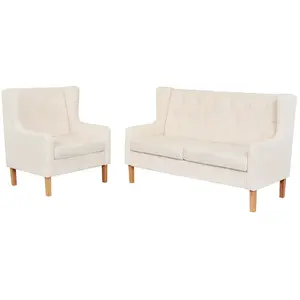 Comparateur de prix : vidaXL Ensemble de canapés 2 pcs tissu blanc crème