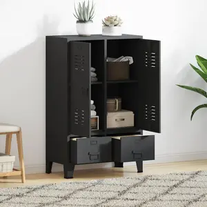Comparateur de prix : Garde-robe Métal de style industriel 67 x 35 x 107 cm Noir Vidaxl Noir