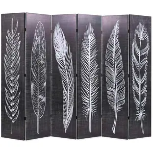 Comparateur de prix : vidaXL Cloison de séparation pliable 228 x 170 cm Plumes Noir et blanc