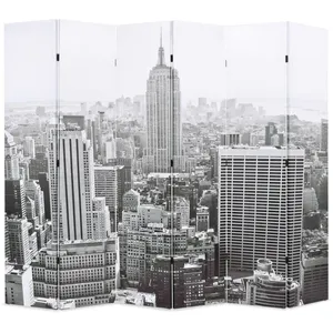 vidaXL Cloison de séparation pliable 228x170 cm New York Noir et blanc pas cher